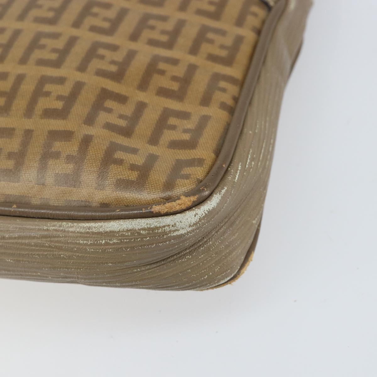FENDI Zucchino Canvas Clutch Bag PVC Brown Auth ti3641