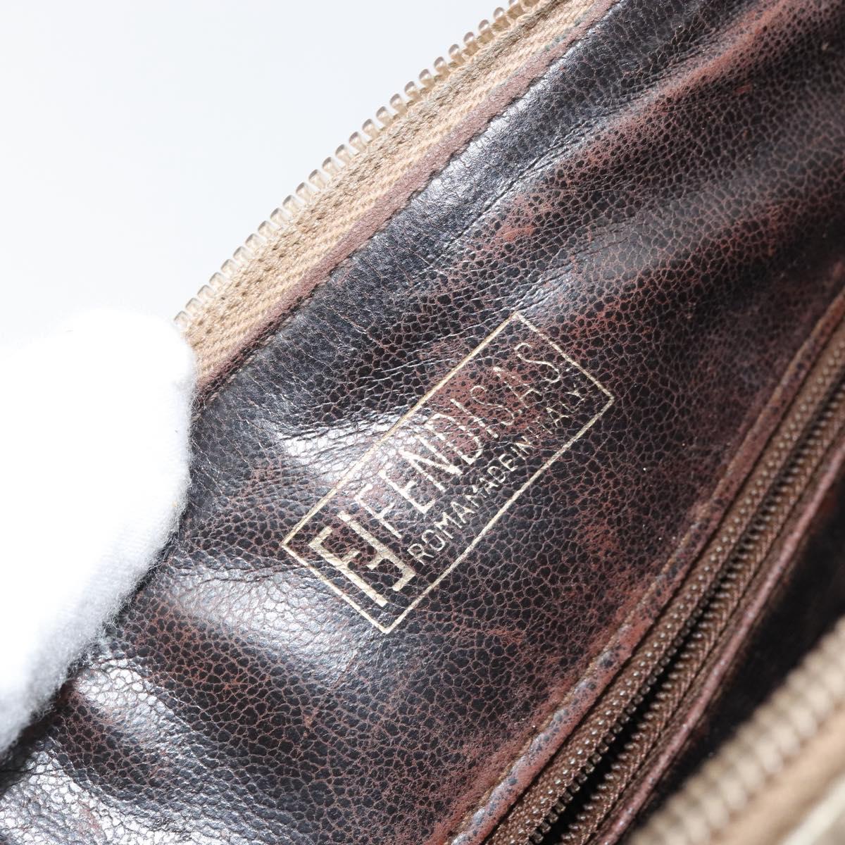 FENDI Zucchino Canvas Clutch Bag PVC Brown Auth ti3641