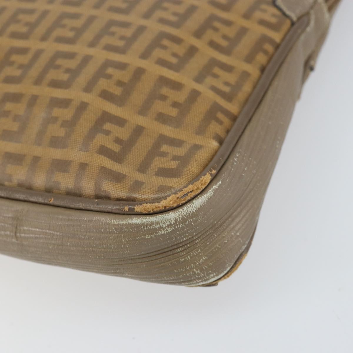 FENDI Zucchino Canvas Clutch Bag PVC Brown Auth ti3641