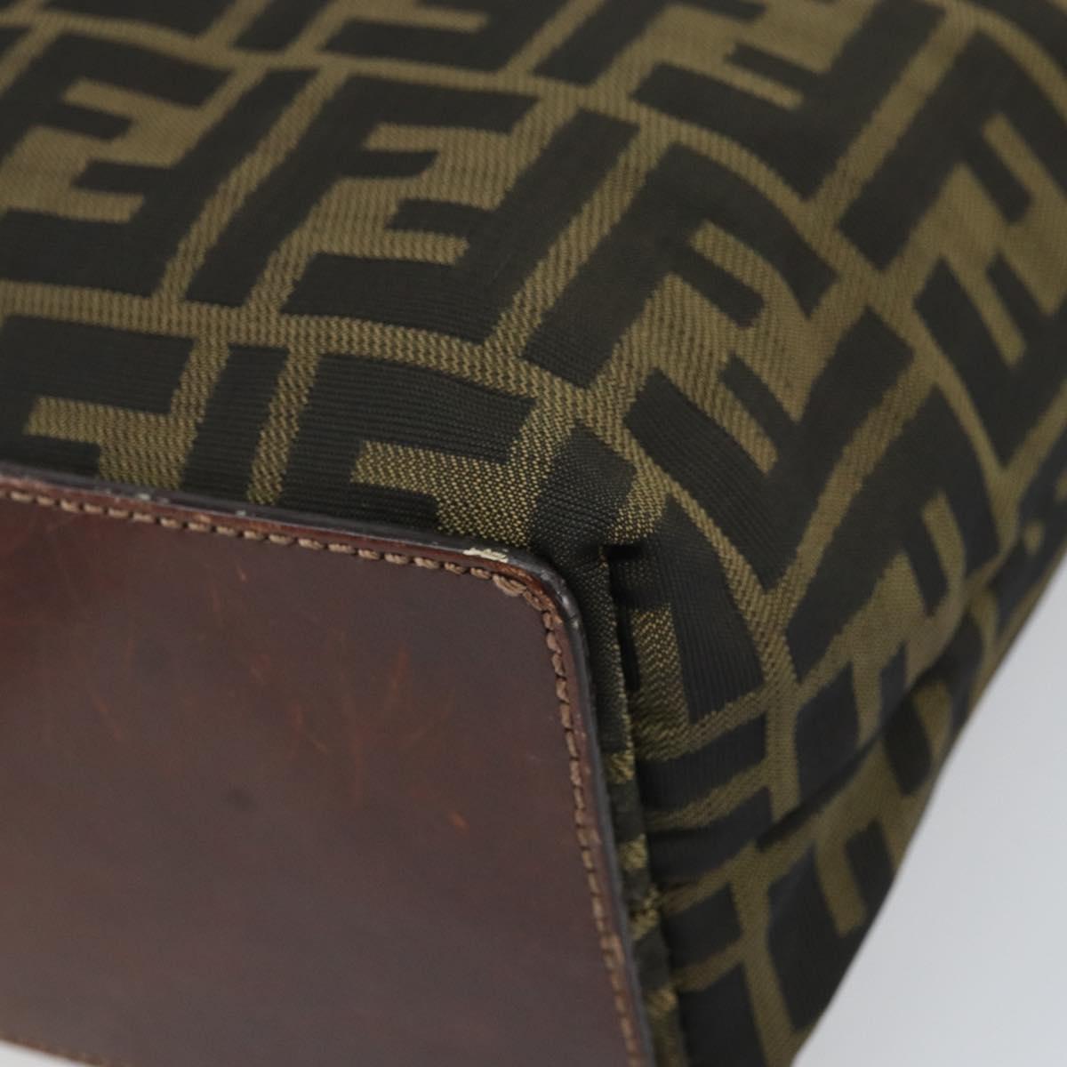 FENDI Zucca Canvas Hand Bag Black Brown Auth ti3643