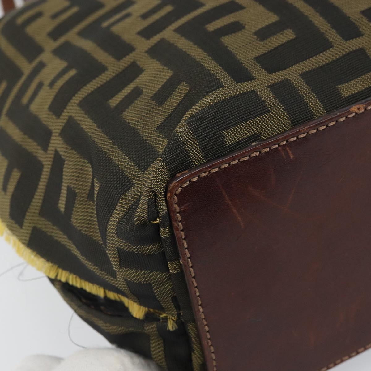 FENDI Zucca Canvas Hand Bag Black Brown Auth ti3643