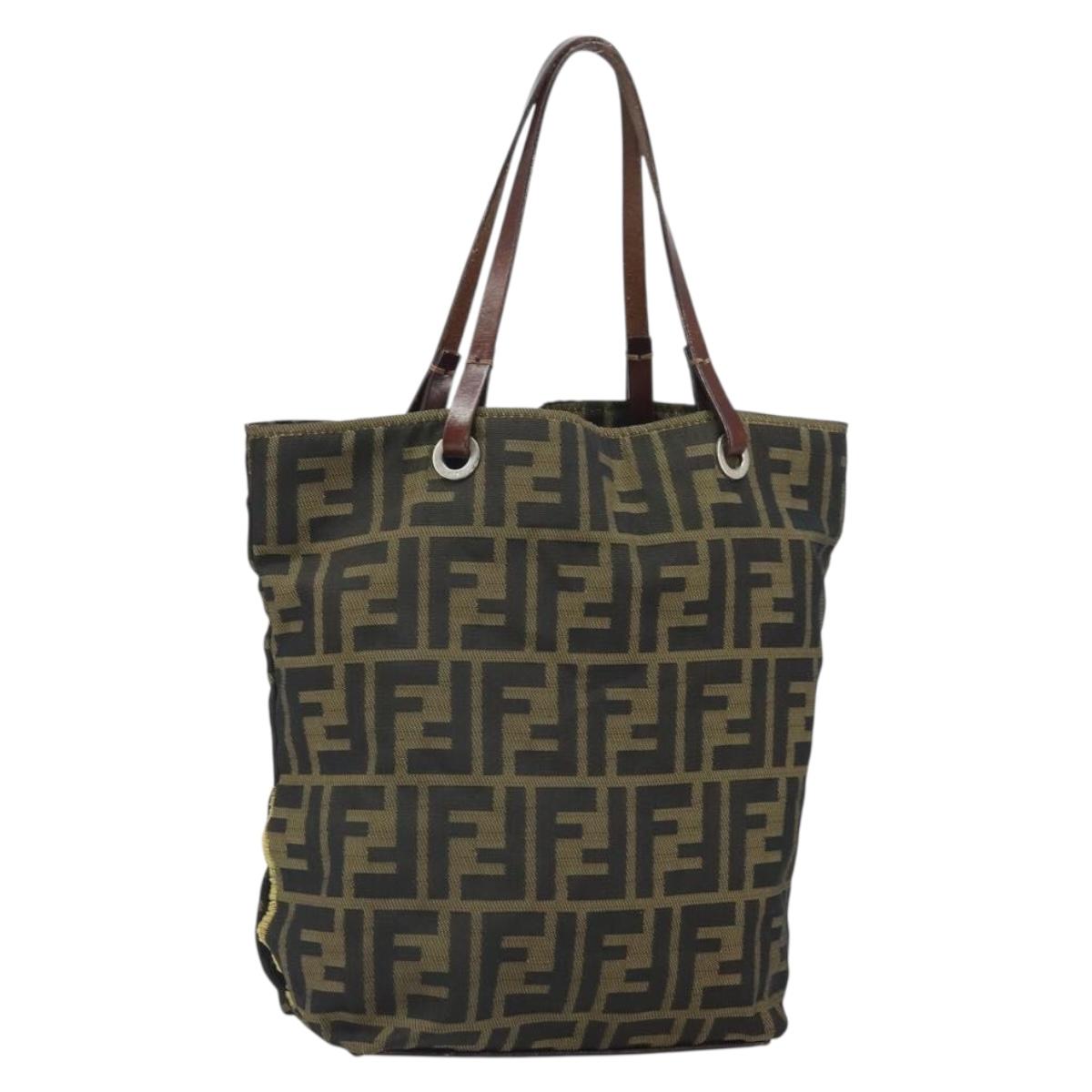 FENDI Zucca Canvas Hand Bag Black Brown Auth ti3643