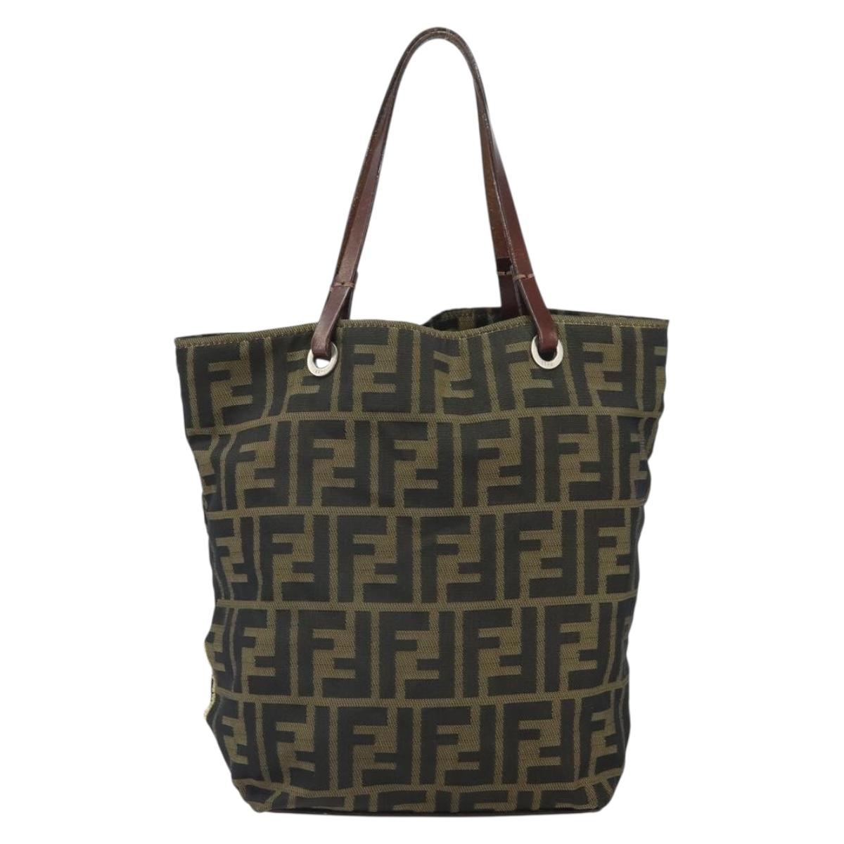 FENDI Zucca Canvas Hand Bag Black Brown Auth ti3643