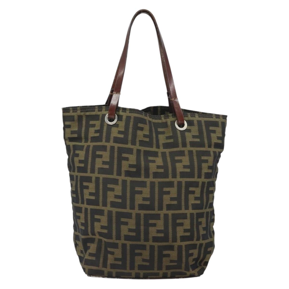 FENDI Zucca Canvas Hand Bag Black Brown Auth ti3643
