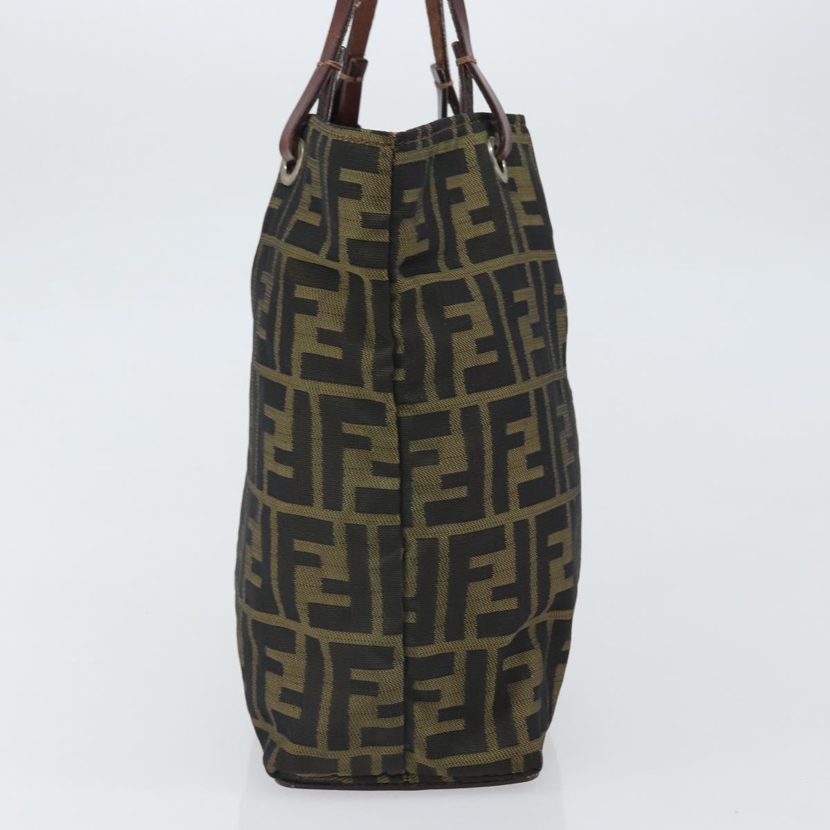 FENDI Zucca Canvas Hand Bag Black Brown Auth ti3643