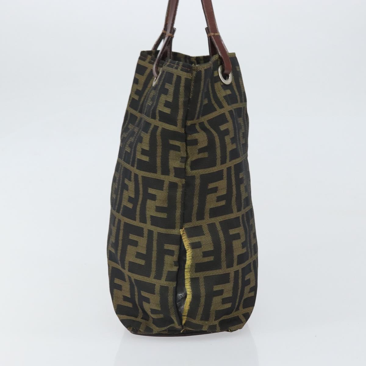 FENDI Zucca Canvas Hand Bag Black Brown Auth ti3643