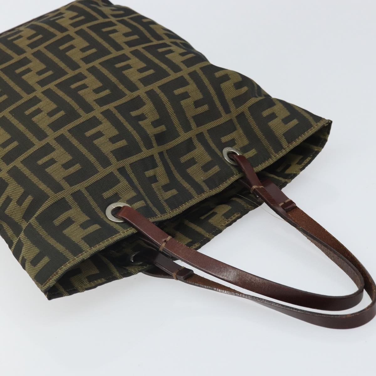 FENDI Zucca Canvas Hand Bag Black Brown Auth ti3643