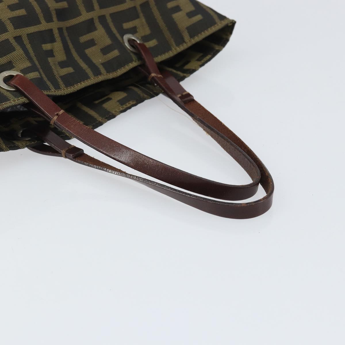FENDI Zucca Canvas Hand Bag Black Brown Auth ti3643