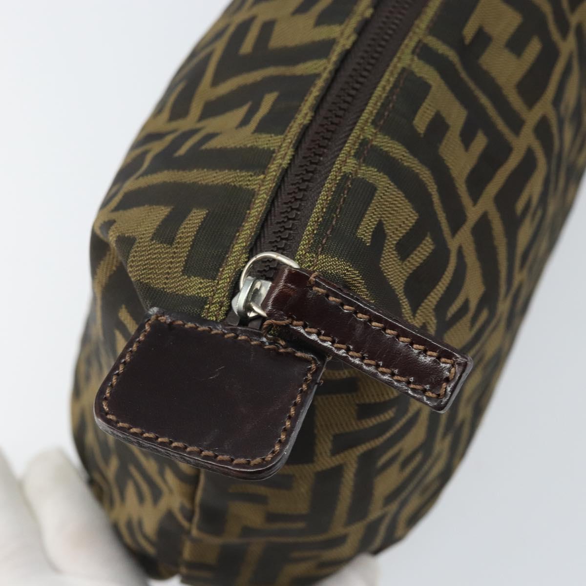FENDI Zucca Canvas Pouch Black Brown Auth ti3644