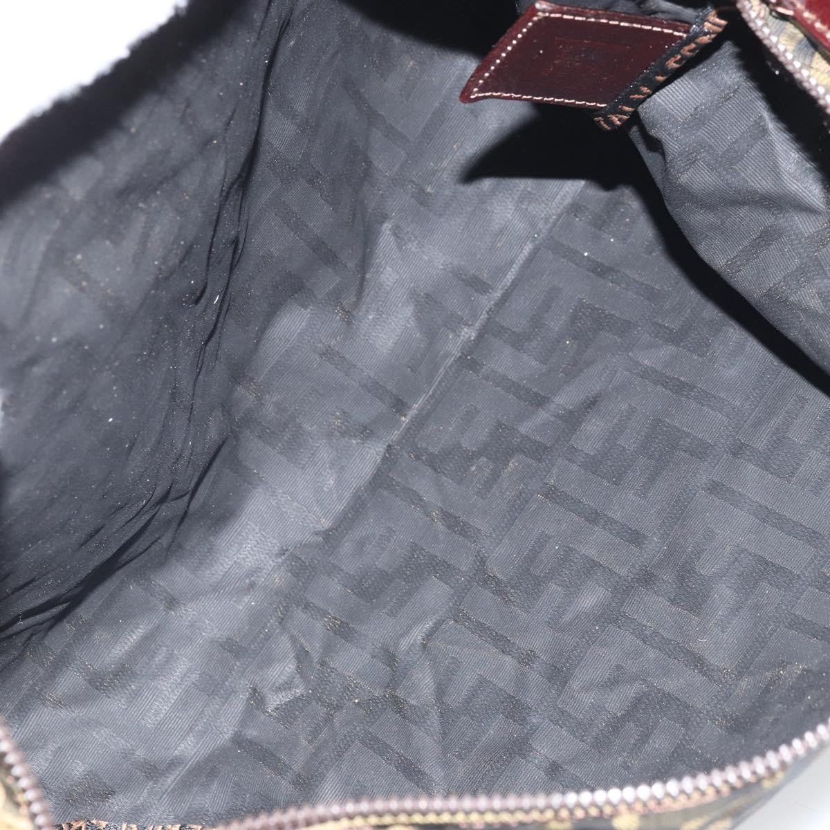 FENDI Zucca Canvas Pouch Black Brown Auth ti3644