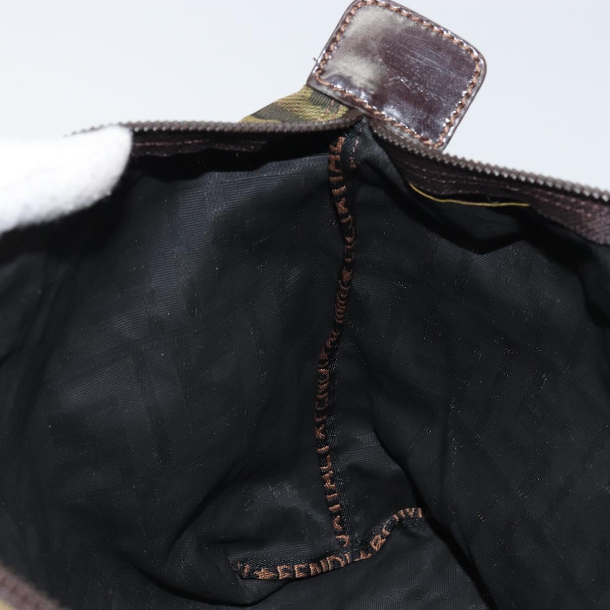 FENDI Zucca Canvas Pouch Black Brown Auth ti3644