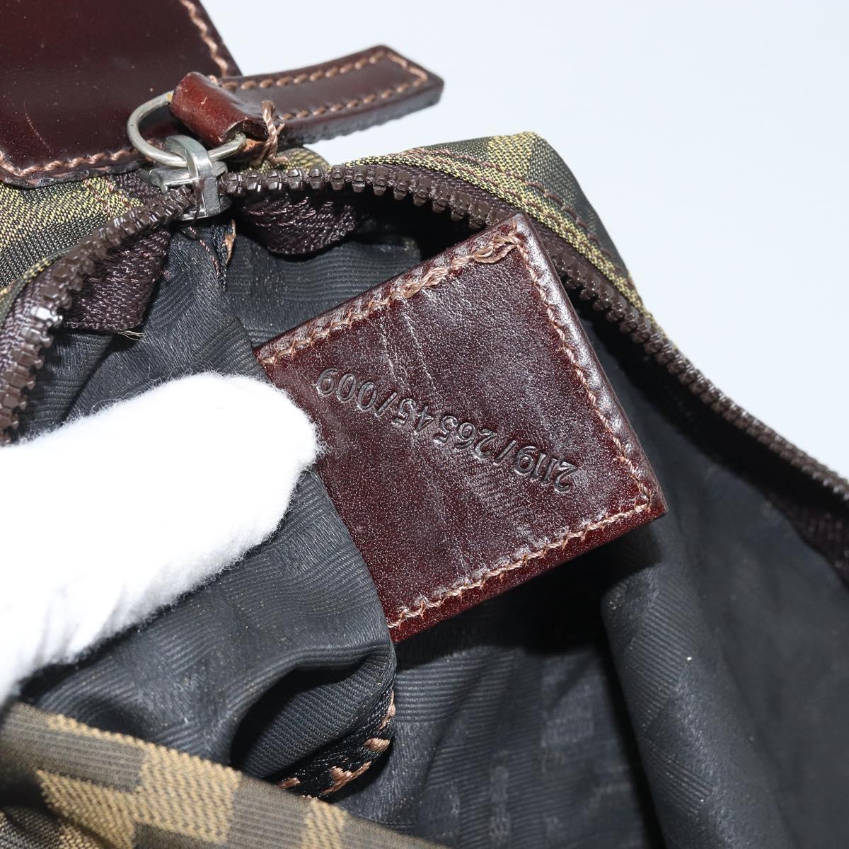 FENDI Zucca Canvas Pouch Black Brown Auth ti3644
