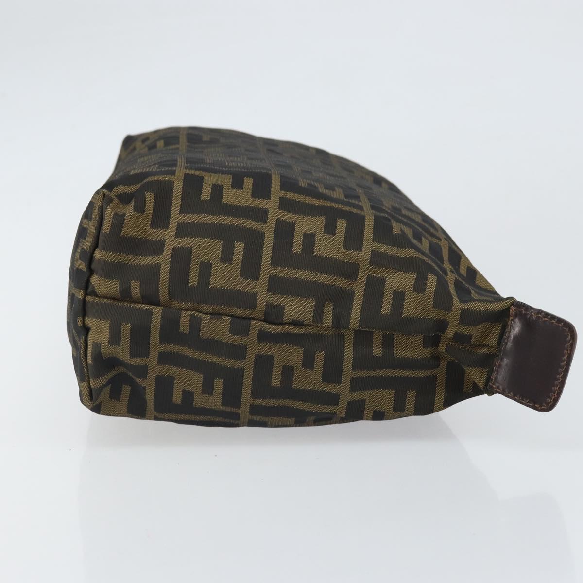 FENDI Zucca Canvas Pouch Black Brown Auth ti3644