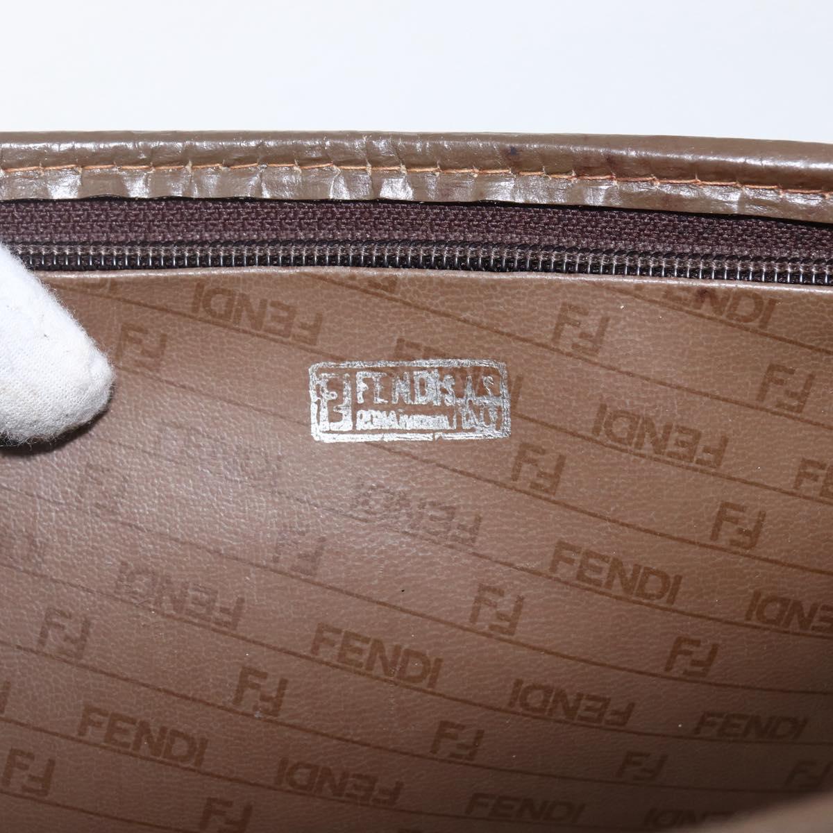 FENDI Zucchino Canvas Clutch Bag Brown Auth ti3645