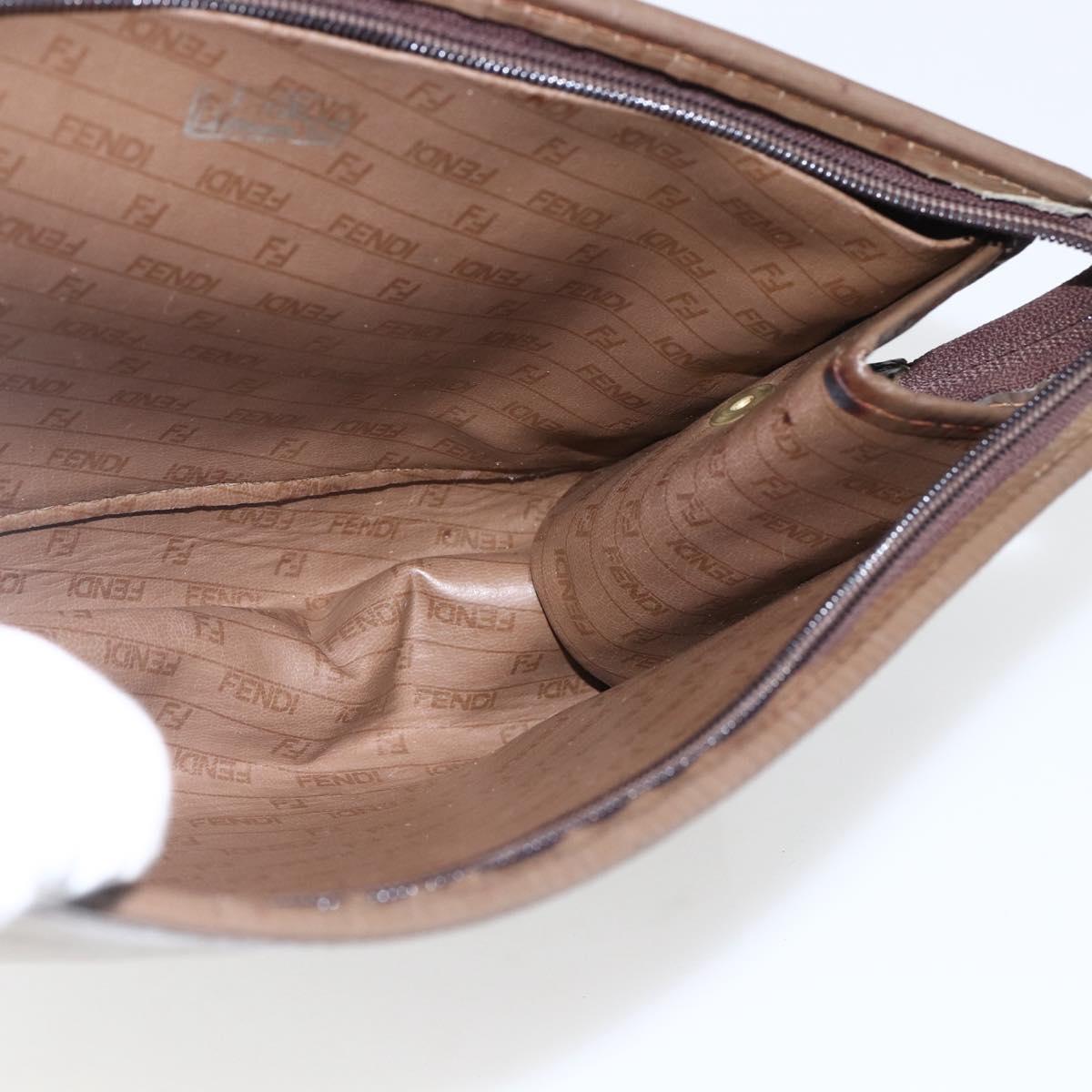 FENDI Zucchino Canvas Clutch Bag Brown Auth ti3645