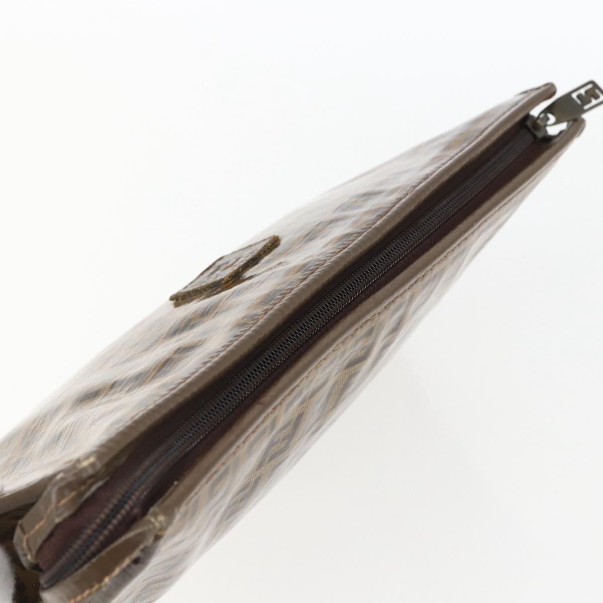 FENDI Zucchino Canvas Clutch Bag Brown Auth ti3645