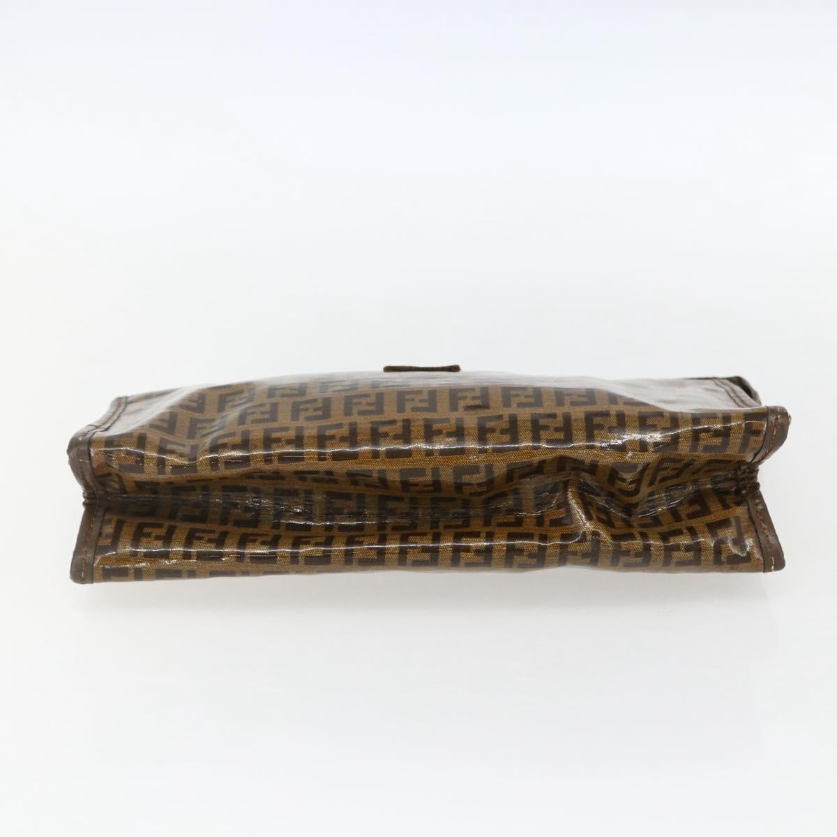 FENDI Zucchino Canvas Clutch Bag Brown Auth ti3645