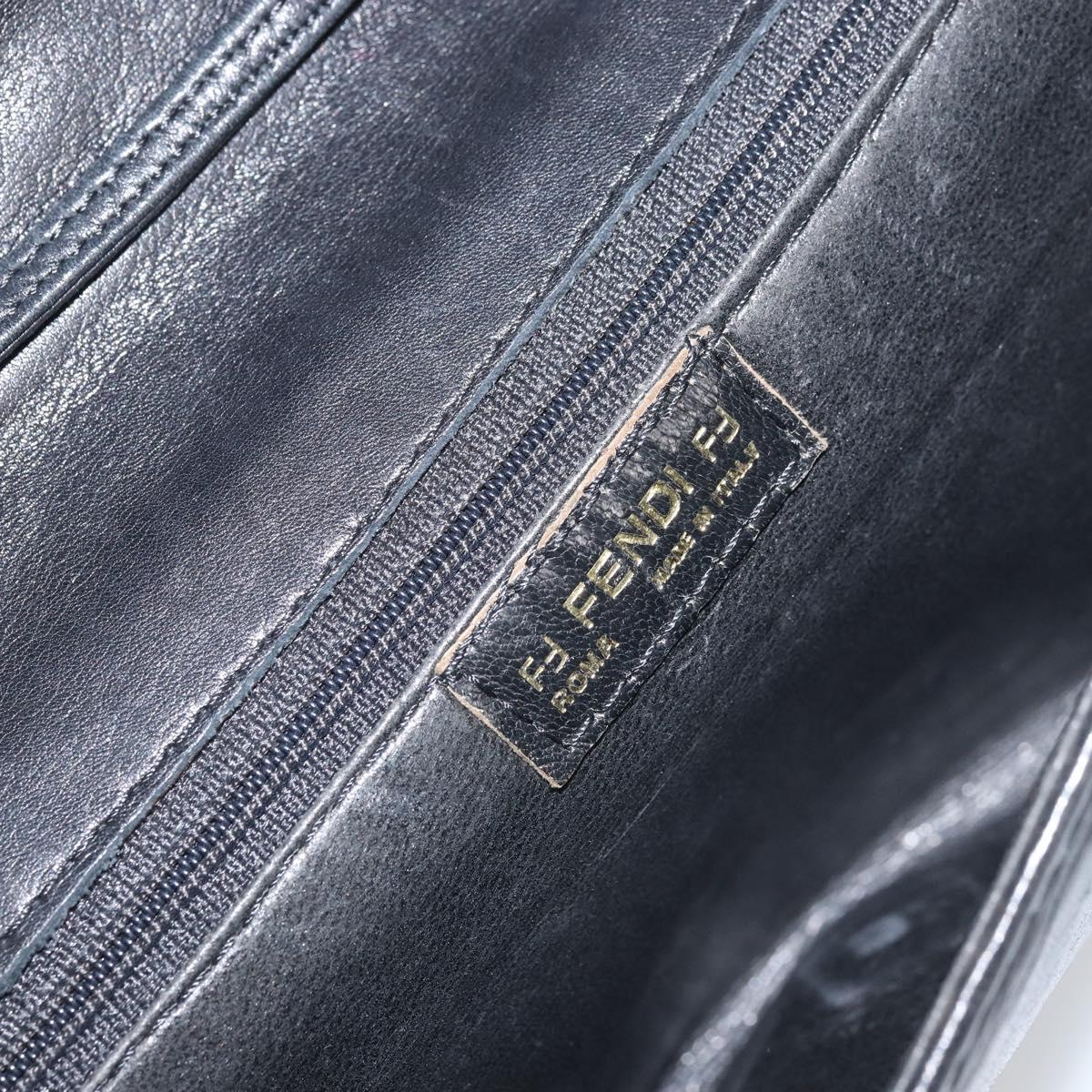 FENDI Shoulder Bag Leather Black Gold Auth ti3646