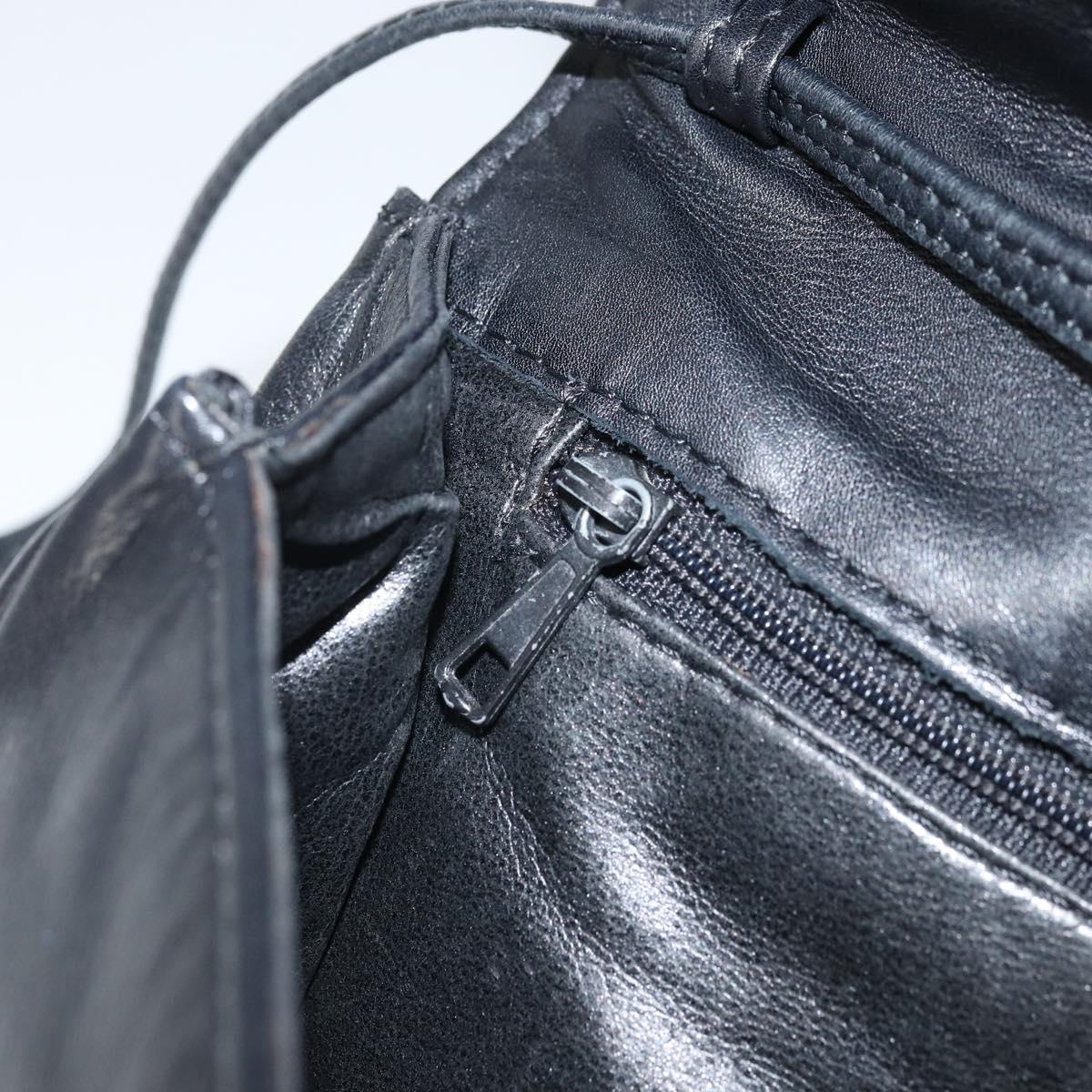 FENDI Shoulder Bag Leather Black Gold Auth ti3646