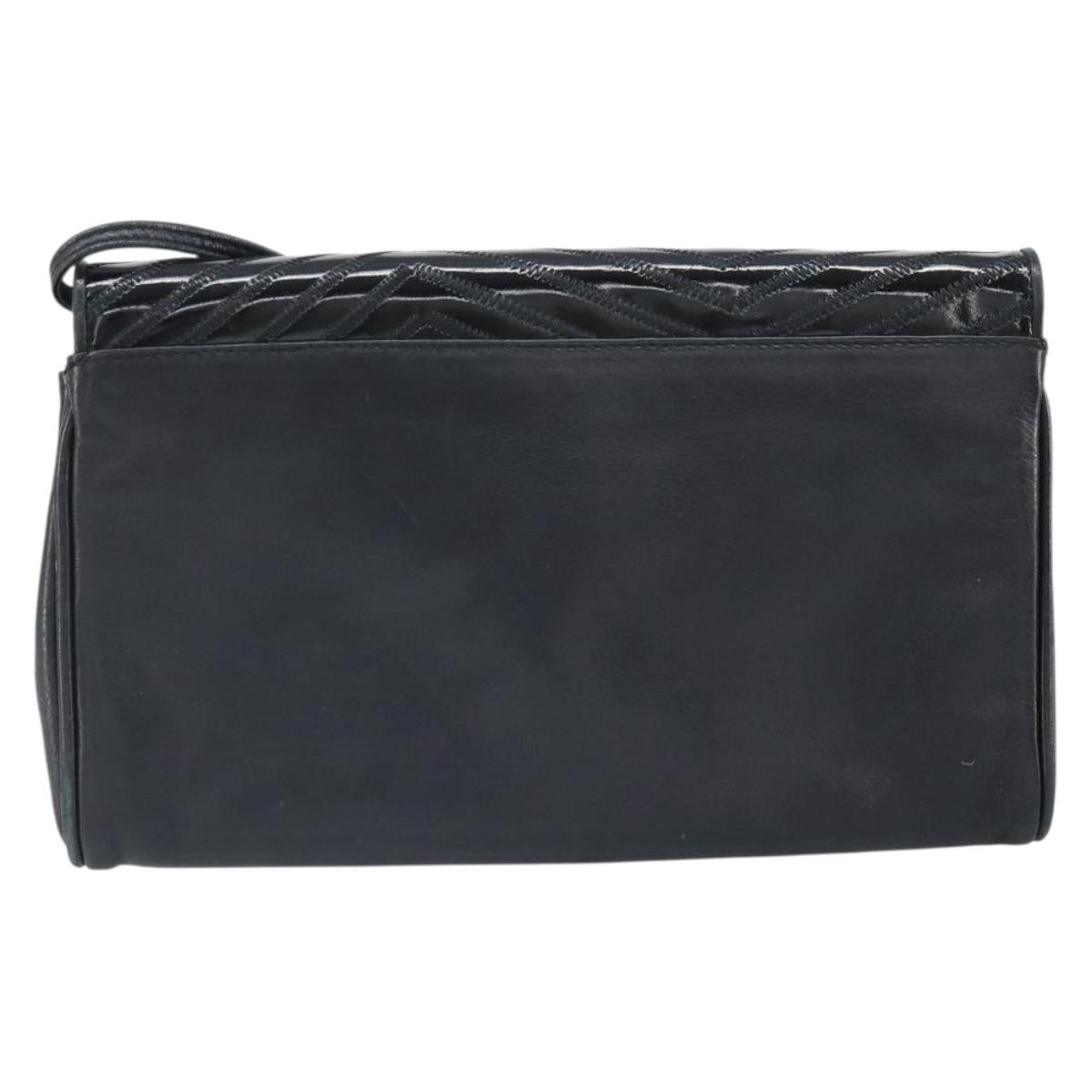 FENDI Shoulder Bag Leather Black Gold Auth ti3646