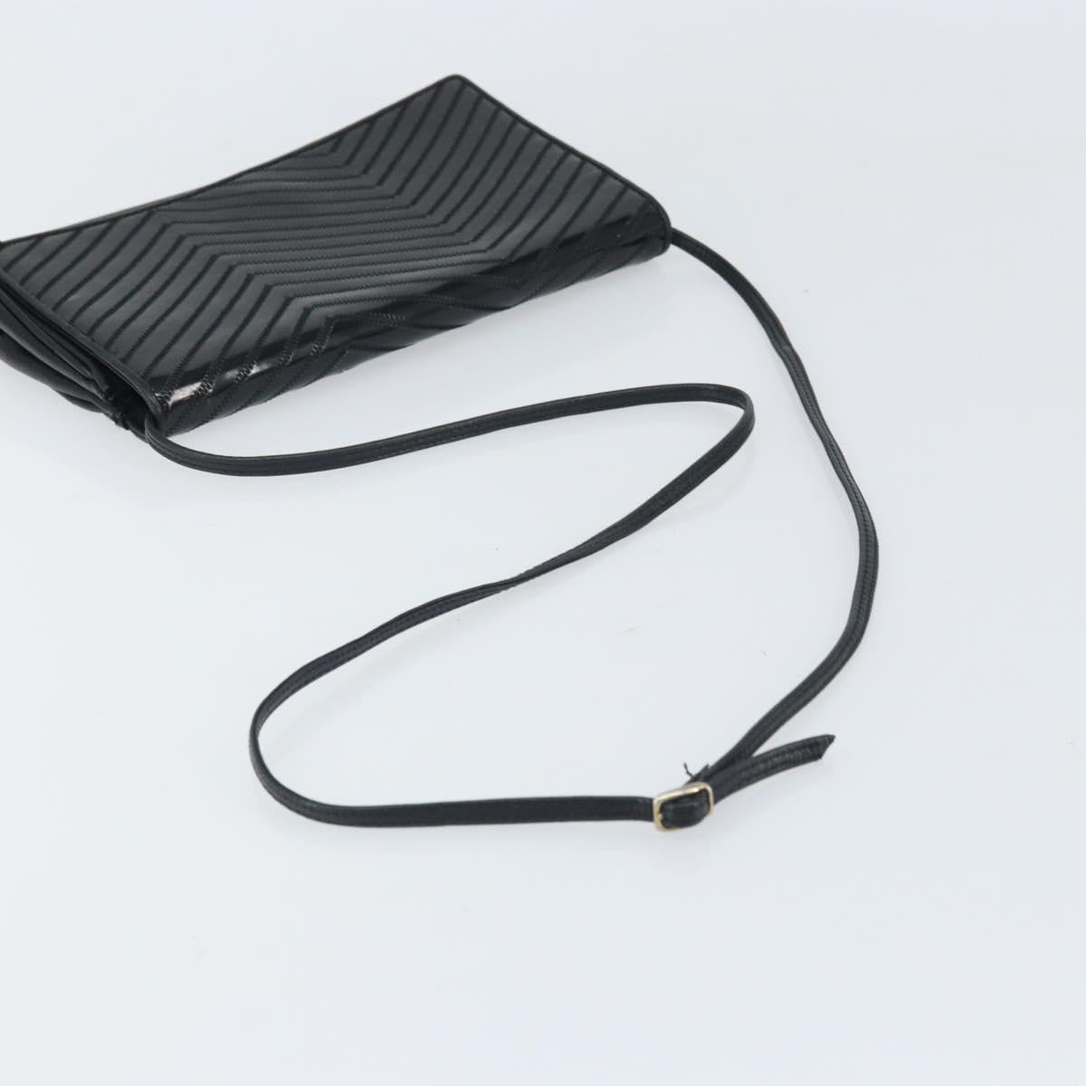 FENDI Shoulder Bag Leather Black Gold Auth ti3646