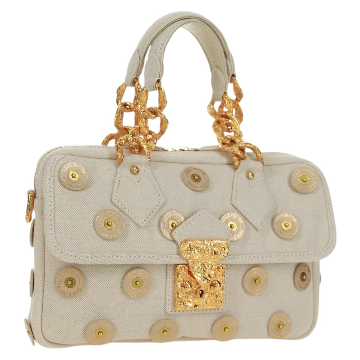 LOUIS VUITTON Tinkerbell Polka Dots Panama Bag Canvas White M95407 Auth ti3650SM