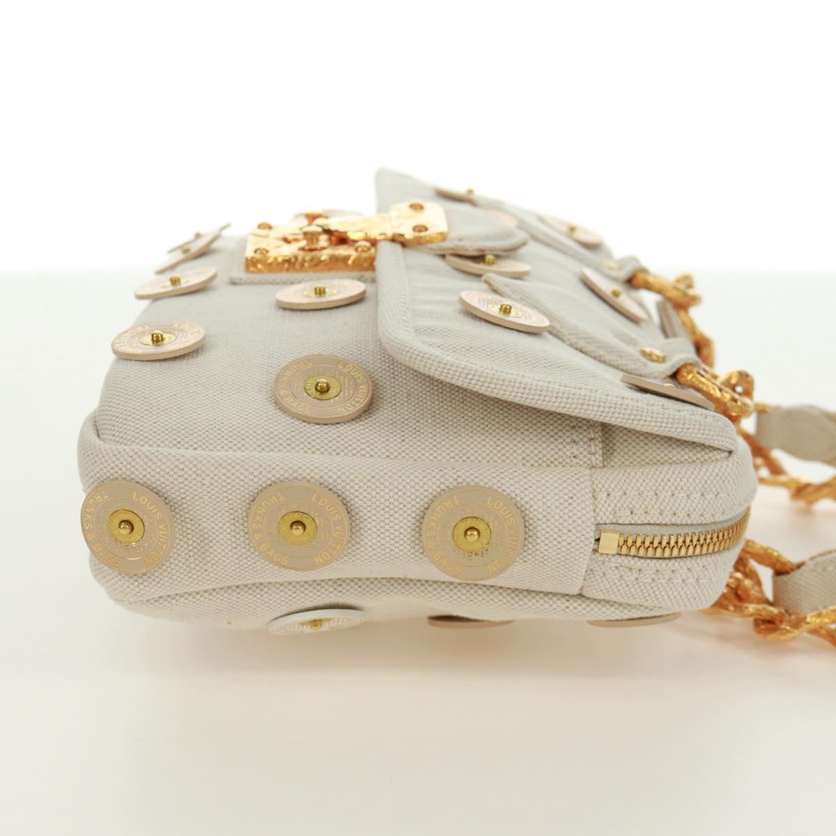 LOUIS VUITTON Tinkerbell Polka Dots Panama Bag Canvas White M95407 Auth ti3650SM