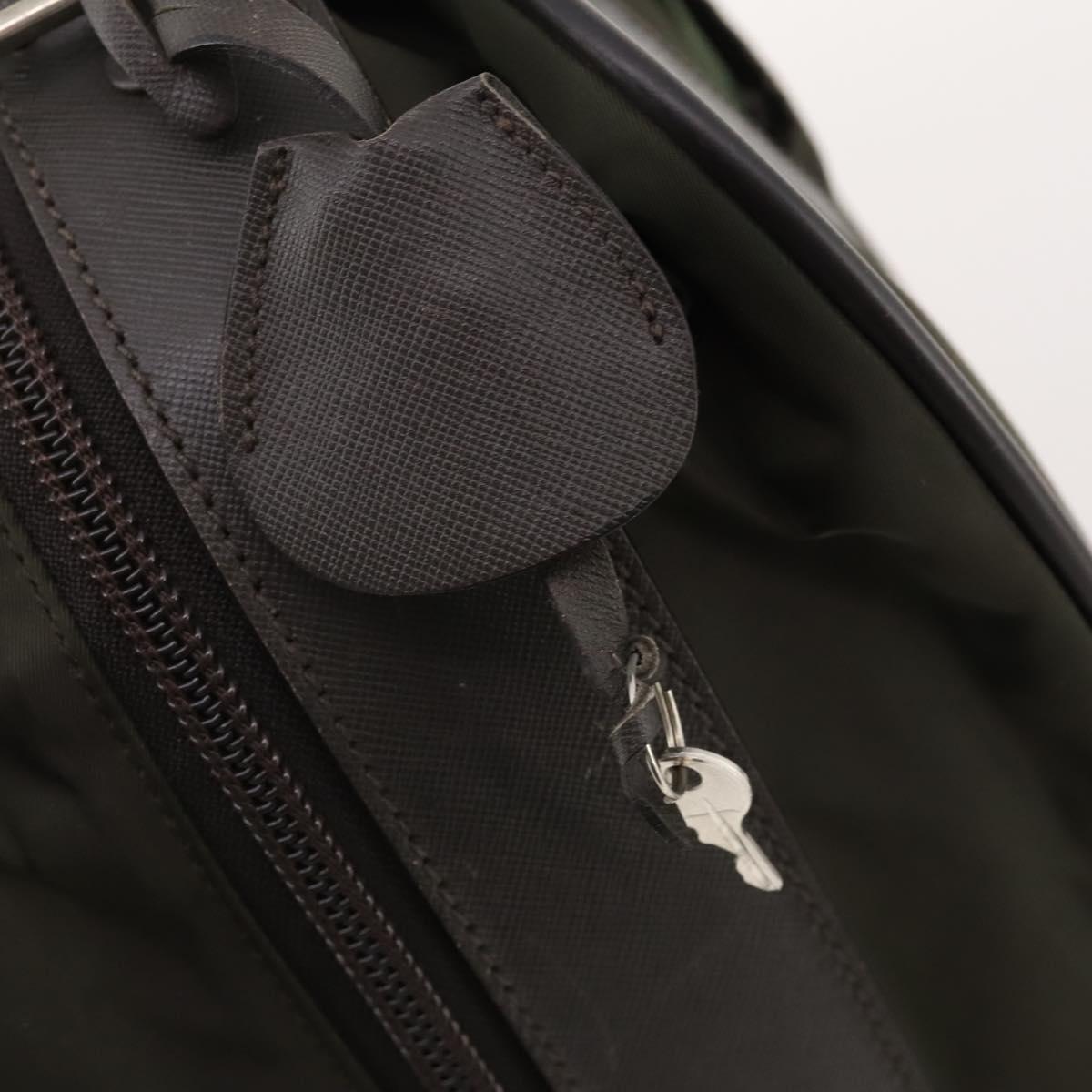 PRADA Business Bag Nylon Khaki Silver Auth ti3654
