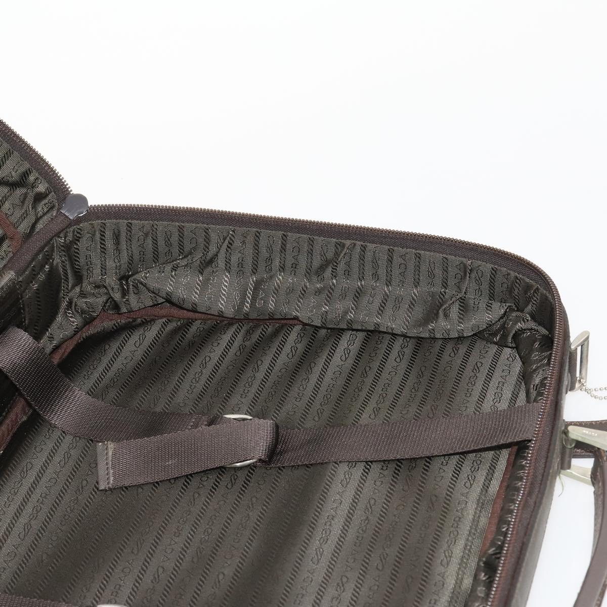 PRADA Business Bag Nylon Khaki Silver Auth ti3654