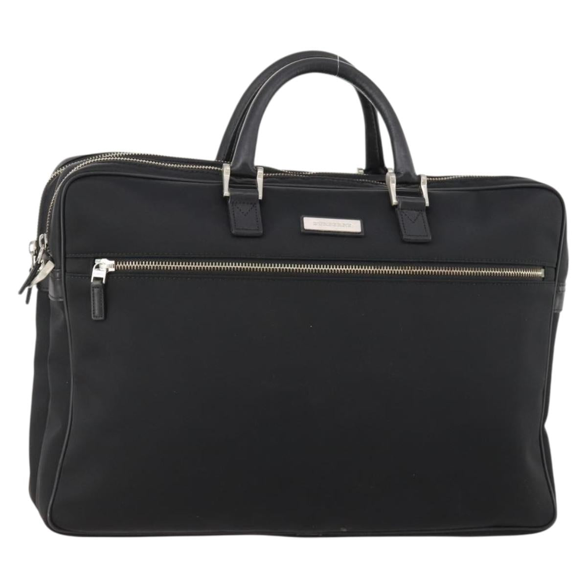 BURBERRY Business Bag Nylon Black Silver Auth ti3655