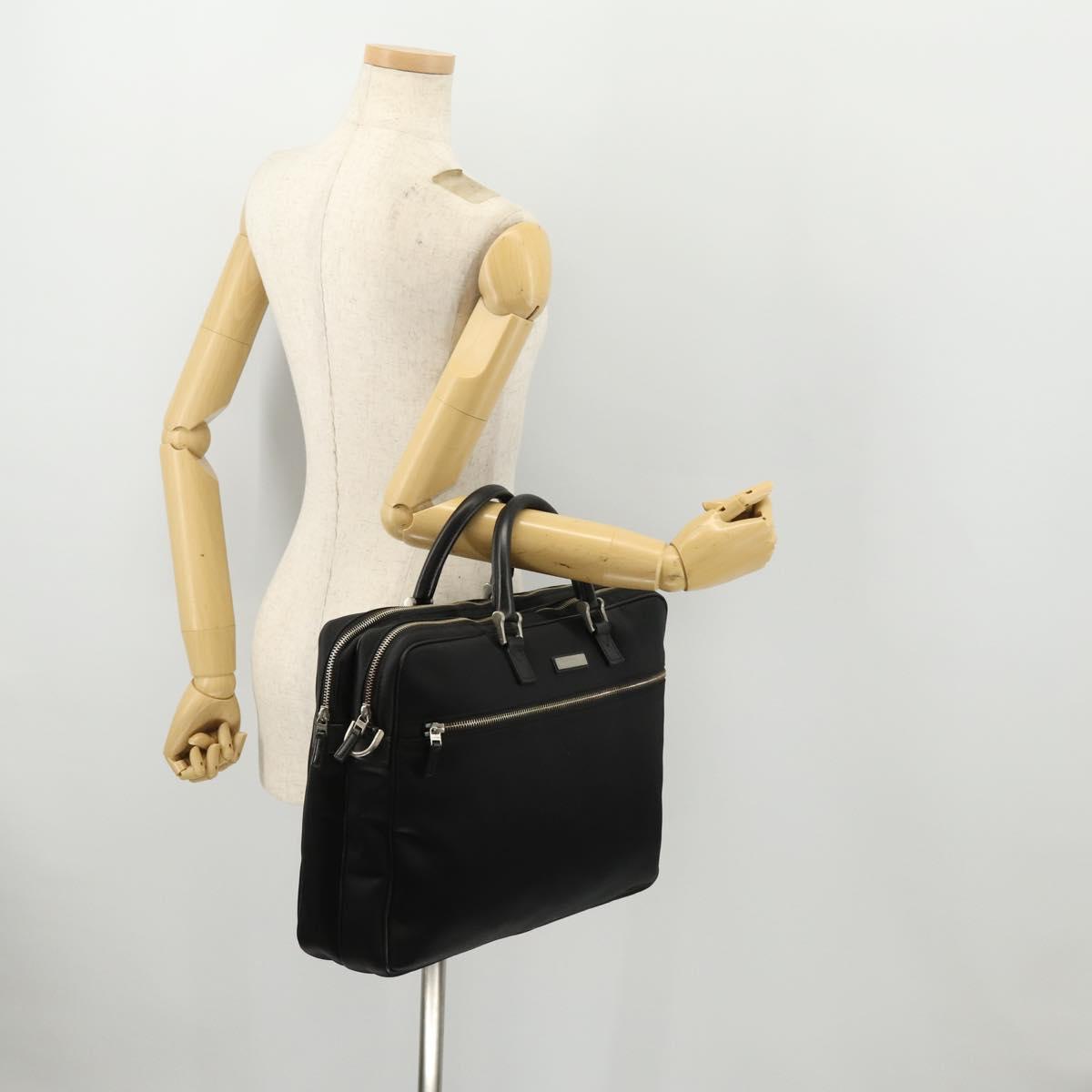 BURBERRY Business Bag Nylon Black Silver Auth ti3655
