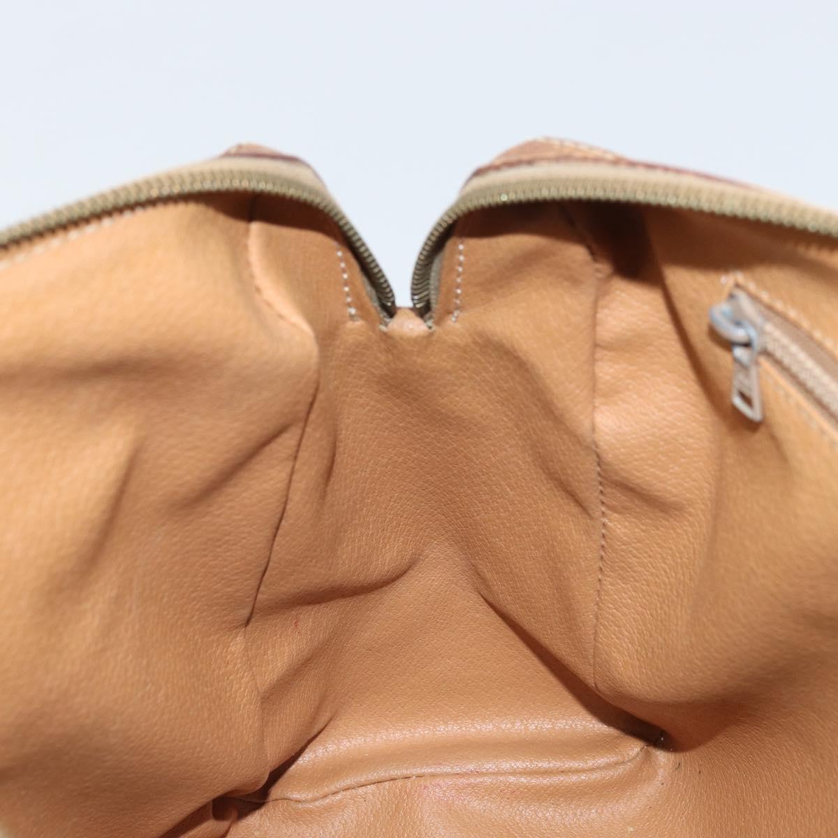 CELINE Macadam Canvas Boston Bag PVC Leather Brown Gold Auth ti3656