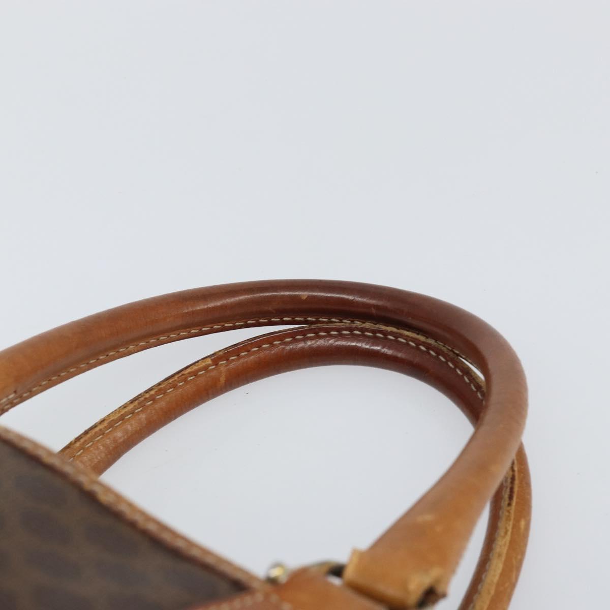 CELINE Macadam Canvas Boston Bag PVC Leather Brown Gold Auth ti3656