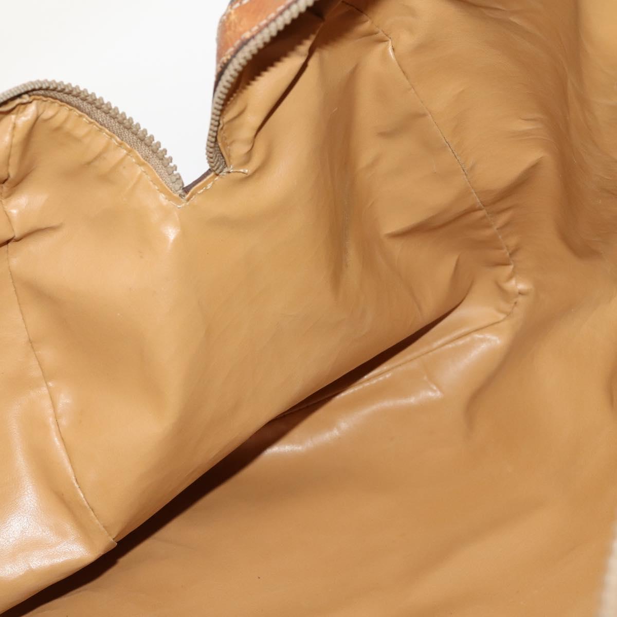 CELINE Macadam Canvas Boston Bag PVC Leather Brown Gold Auth ti3659