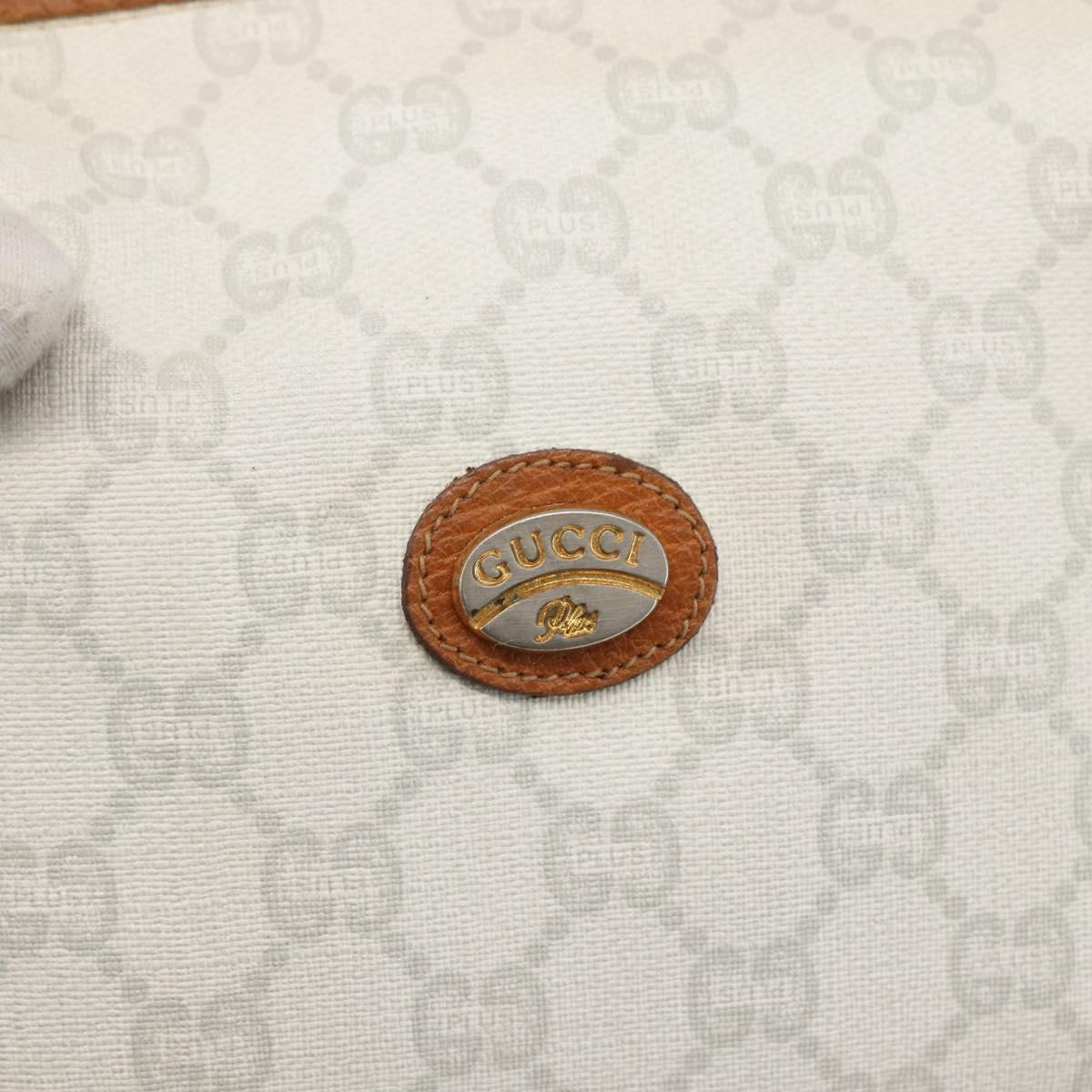 GUCCI GG Plus Supreme Shoulder Bag PVC Gold White Auth ti3663