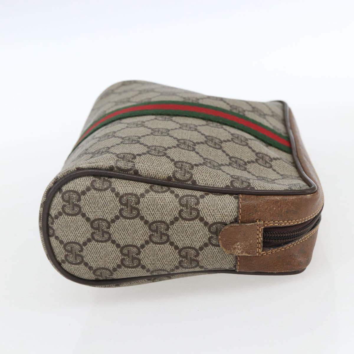 GUCCI GG Supreme Web Sherry Line Bag PVC Beige Red 32 014 3553 Auth ti3666