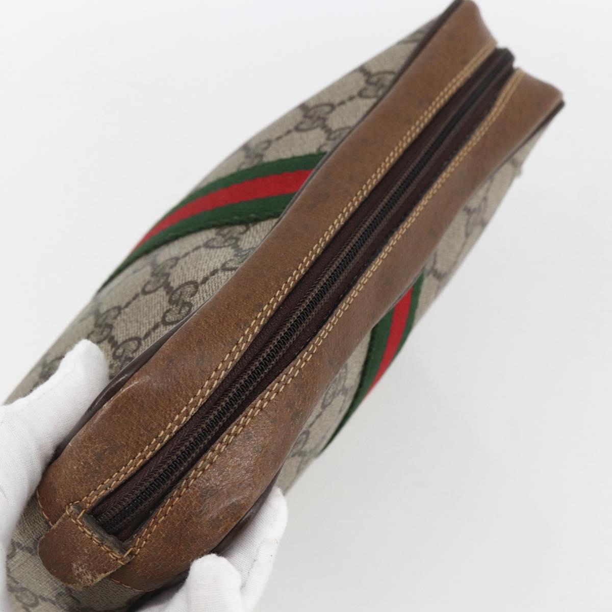 GUCCI GG Supreme Web Sherry Line Bag PVC Beige Red 32 014 3553 Auth ti3666