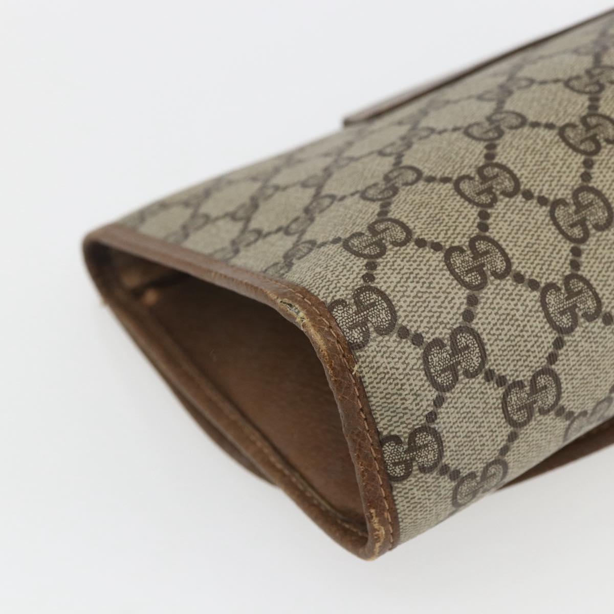 GUCCI GG Supreme Web Sherry Line Clutch Bag PVC Beige Gold 89 01 030 Auth ti3667