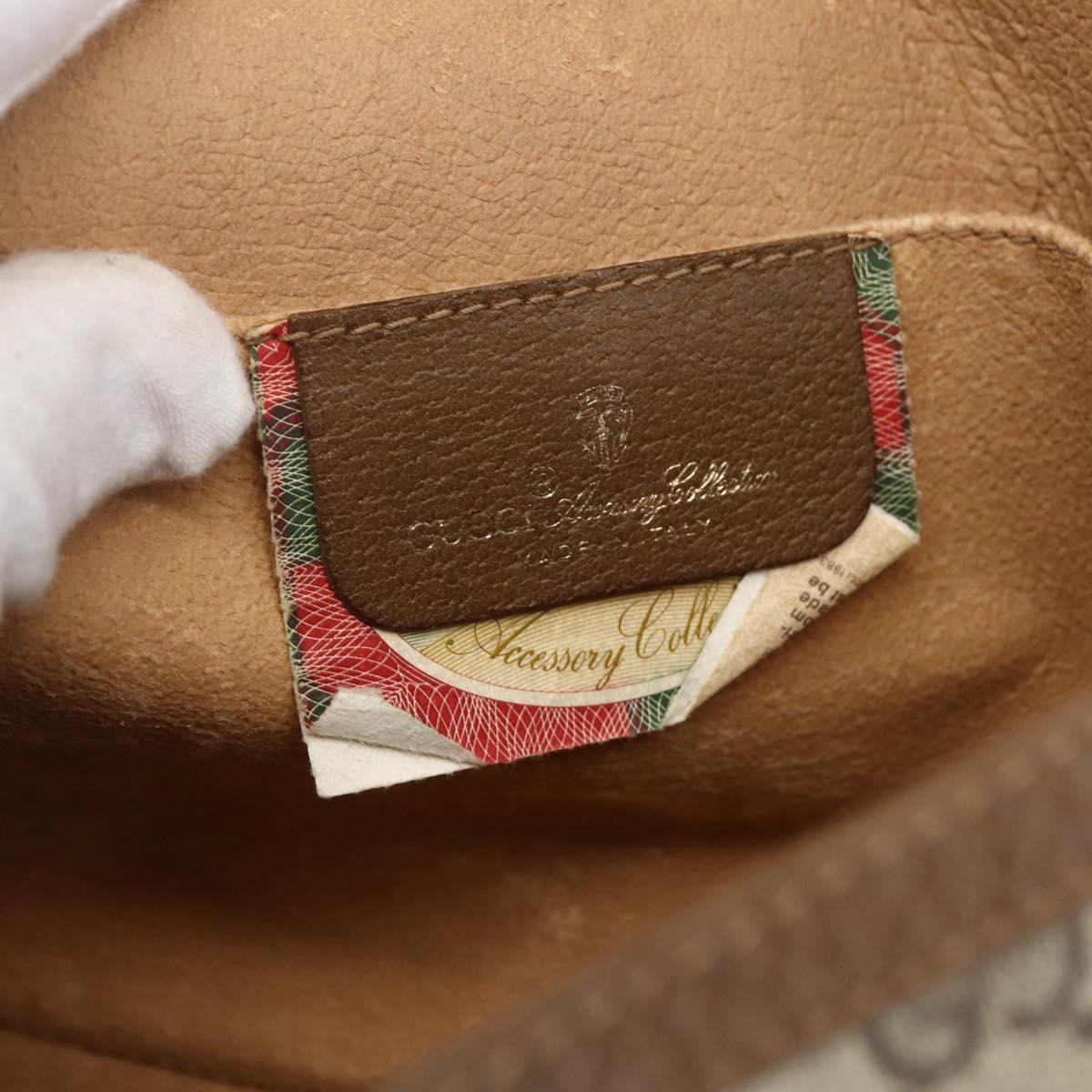 GUCCI GG Supreme Web Sherry Line Clutch Bag PVC Beige Gold 89 01 030 Auth ti3667