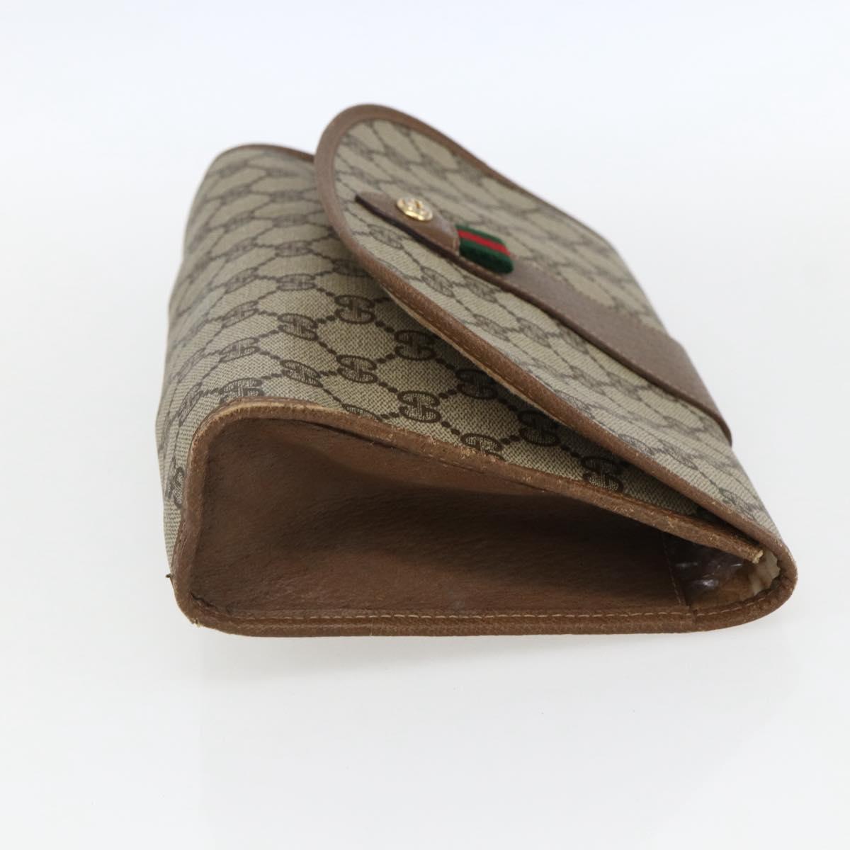 GUCCI GG Supreme Web Sherry Line Clutch Bag PVC Beige Gold 89 01 030 Auth ti3667