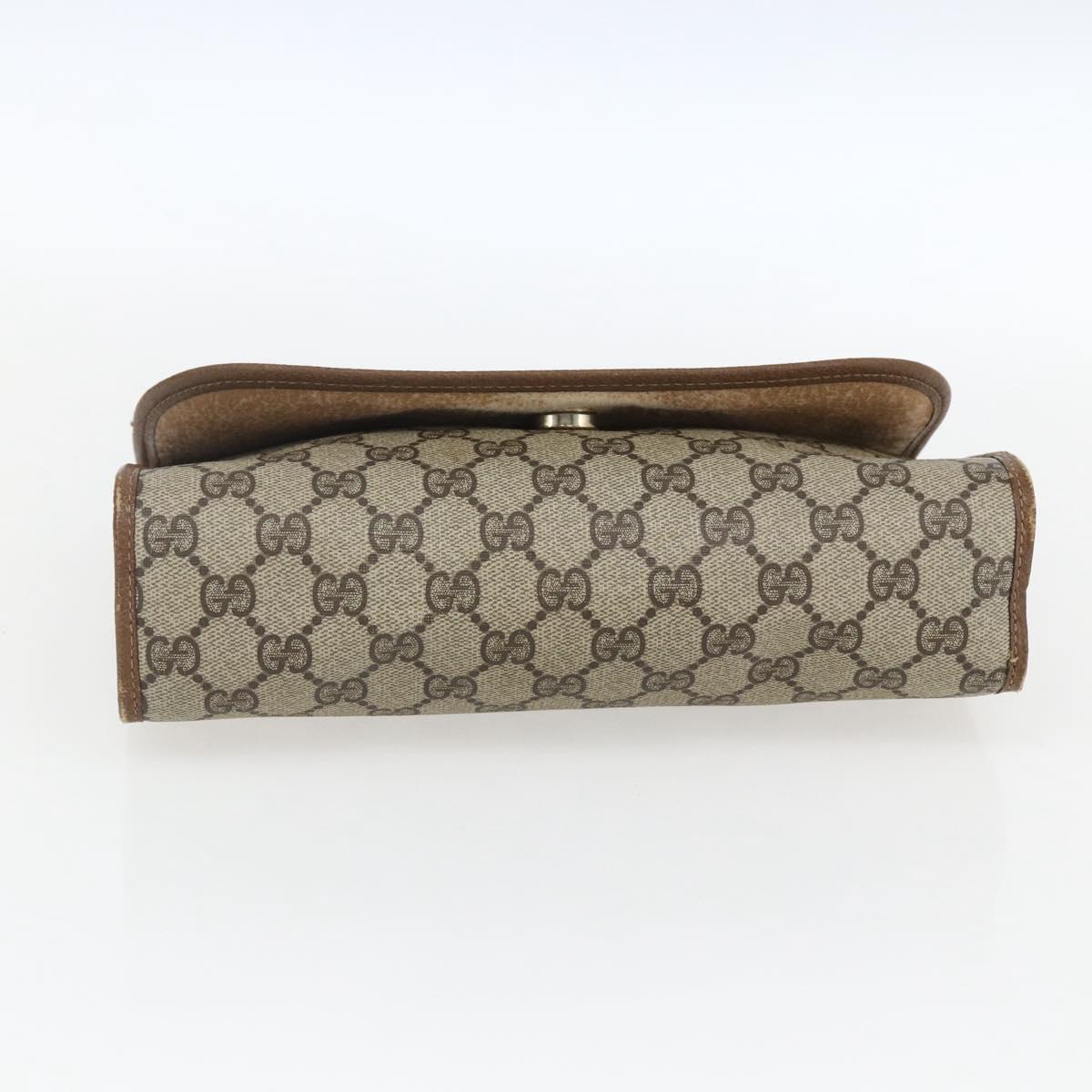 GUCCI GG Supreme Web Sherry Line Clutch Bag PVC Beige Gold 89 01 030 Auth ti3667