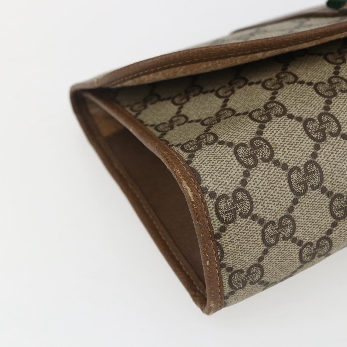 GUCCI GG Supreme Web Sherry Line Clutch Bag PVC Beige Gold 89 01 030 Auth ti3667