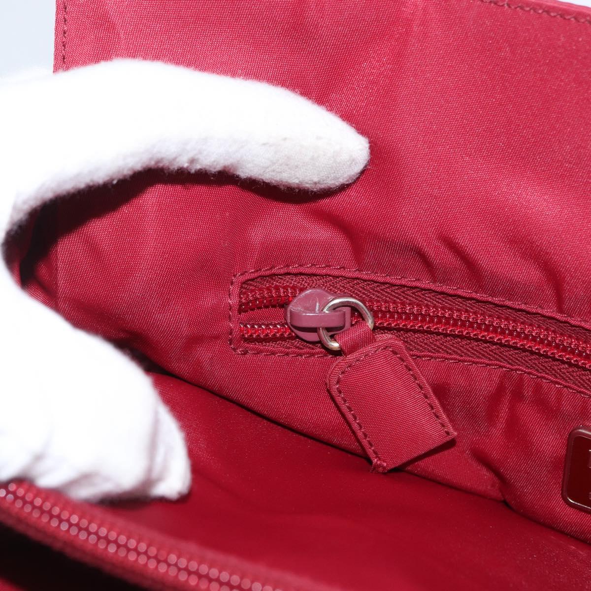 PRADA Hand Bag Nylon Red Auth ti3669