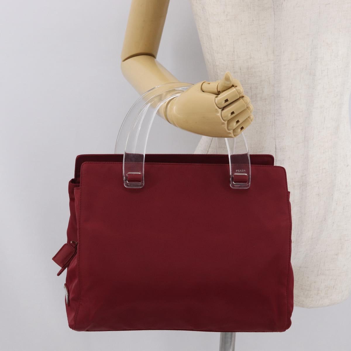 PRADA Hand Bag Nylon Red Auth ti3669
