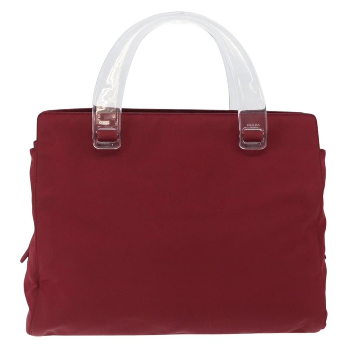 PRADA Hand Bag Nylon Red Auth ti3669
