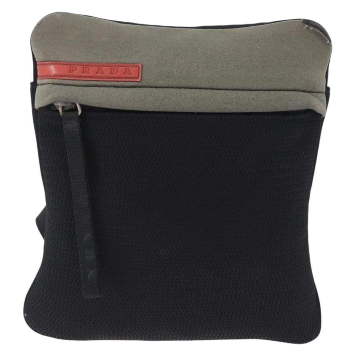PRADA Sports Shoulder Bag Nylon Khaki Silver Auth ti3670