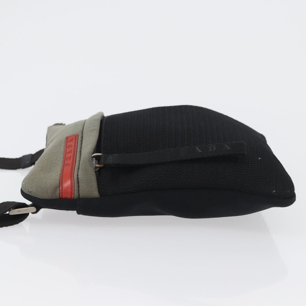 PRADA Sports Shoulder Bag Nylon Khaki Silver Auth ti3670