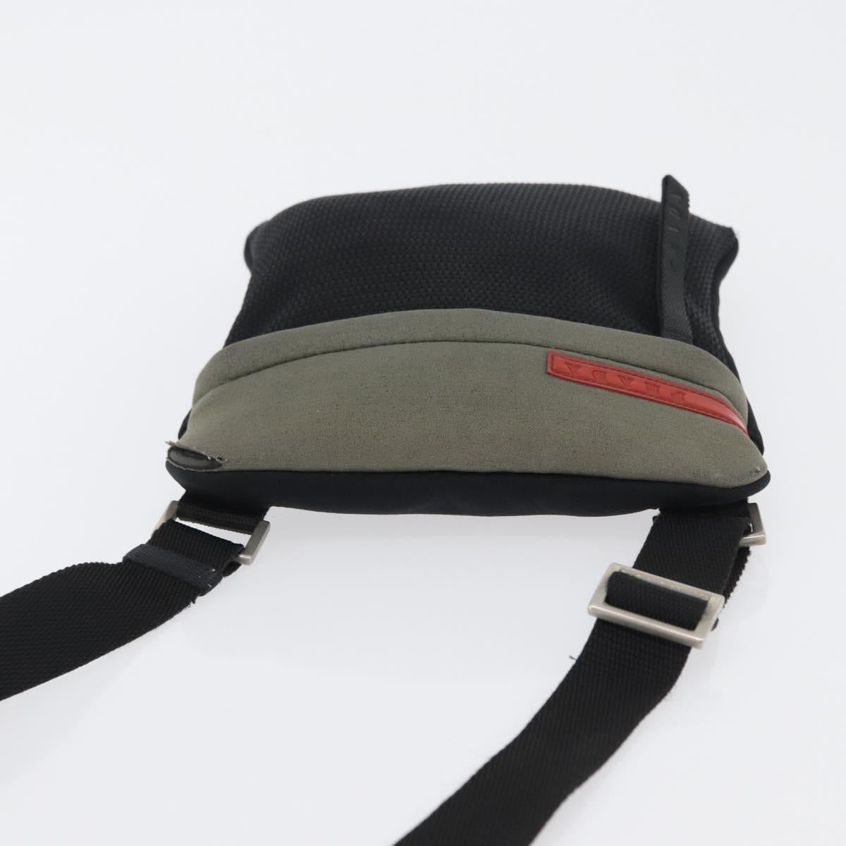 PRADA Sports Shoulder Bag Nylon Khaki Silver Auth ti3670