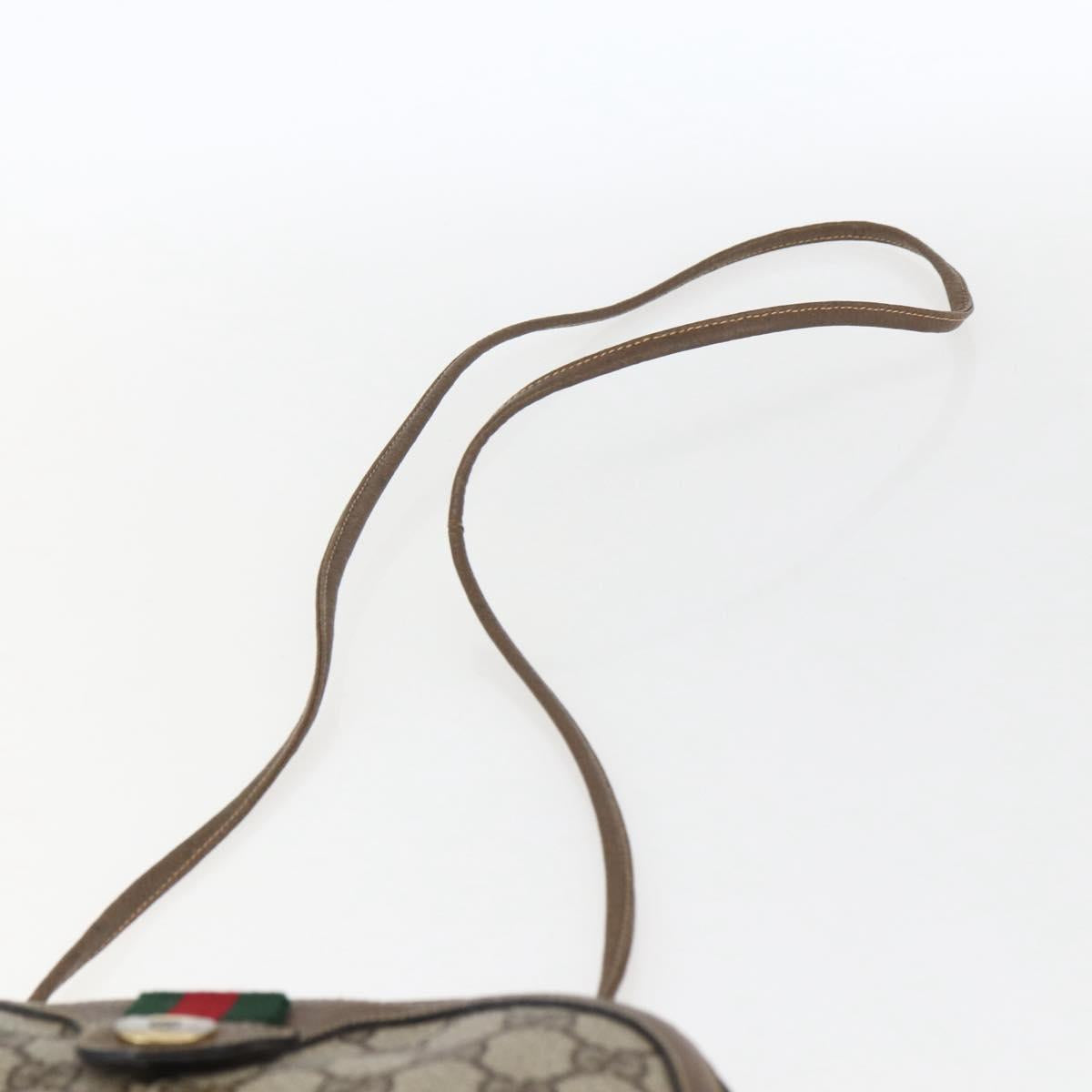 GUCCI GG Supreme Web Sherry Line Bag PVC Beige Red 904 02 047 Auth ti3671