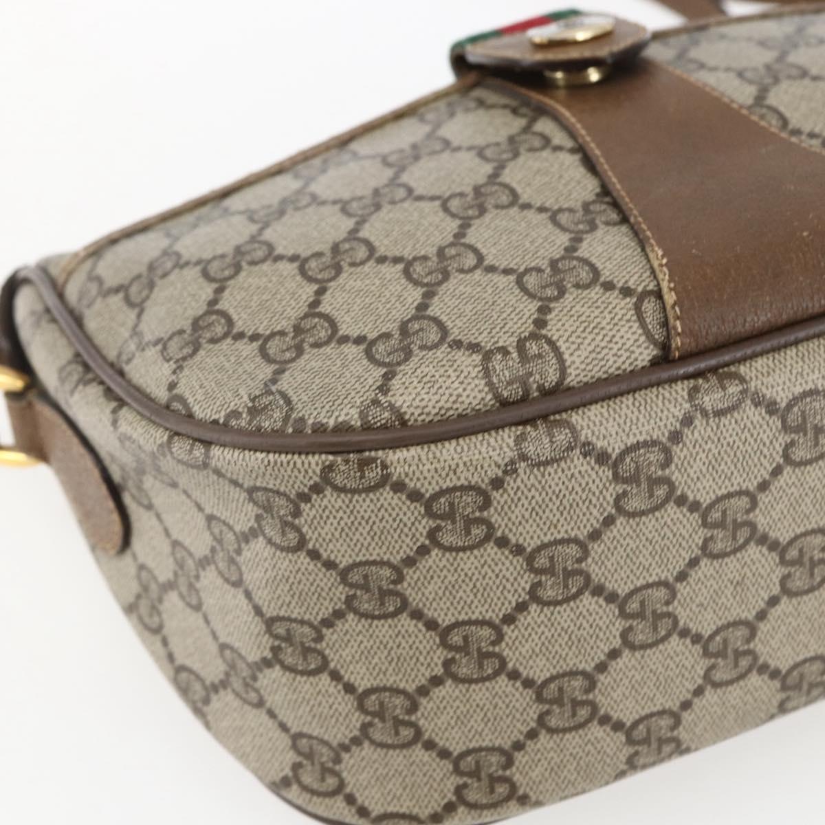 GUCCI GG Supreme Web Sherry Line Bag PVC Beige Red 89 02 032 Auth ti3672